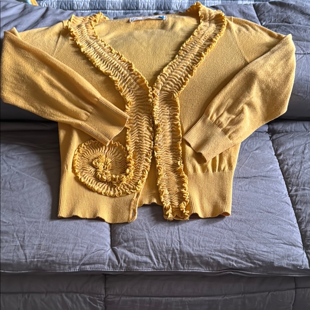 Yellow Ruffled Women's Sweater